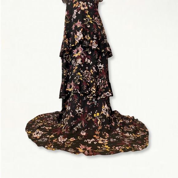 A.L.C. Zaydena Ruffle Floral Silk Maxi Dress Size 4 Spaghetti Strap - Picture 4 of 13